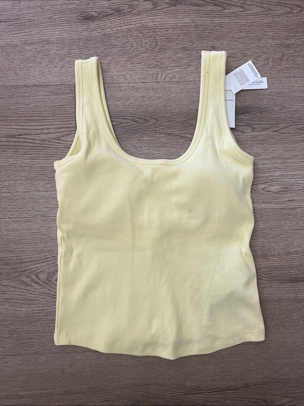 Abercrombie & Fitch Ribbed Scoop Tank - Pale Yellow